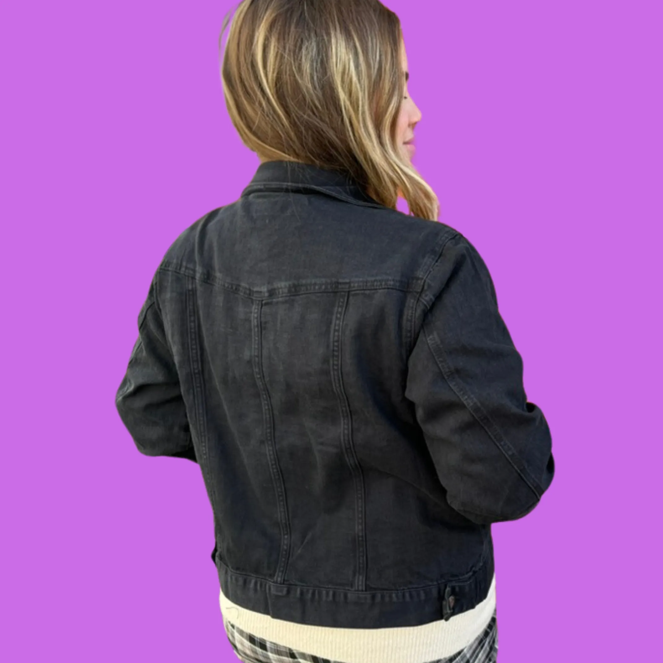 'Admins Rock' Black Stretch Denim Jean Jacket
