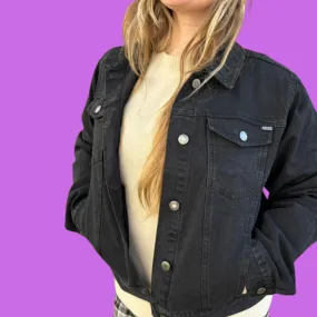 'Admins Rock' Black Stretch Denim Jean Jacket