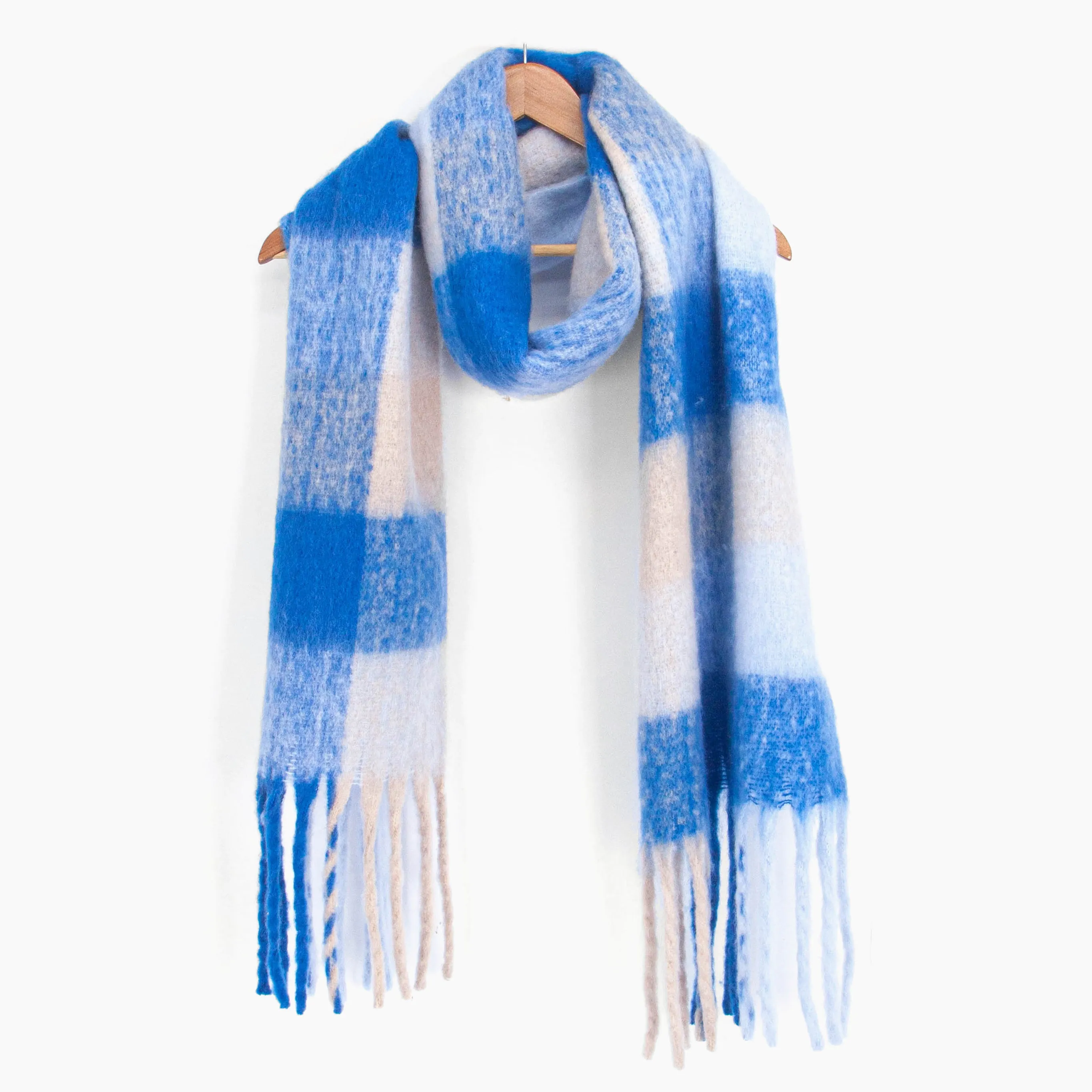 Allie Heavyweight Scarf - Royal Blue, Square Colour Block