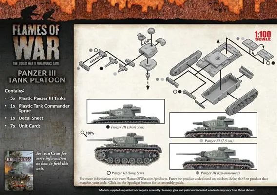 Battlefront Flames of War German Panzer III Tank Platoon Mid War FOW GBX105