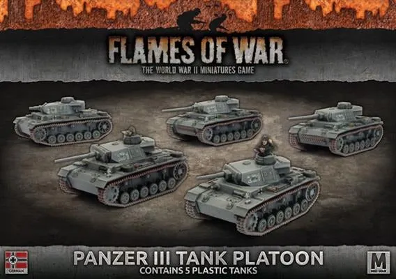 Battlefront Flames of War German Panzer III Tank Platoon Mid War FOW GBX105