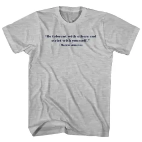 Be Tolerant With Others And Strict With Yourself. - Marcus Aurelius Quote Tees Womens Cotton Junior Cut T-Shirt