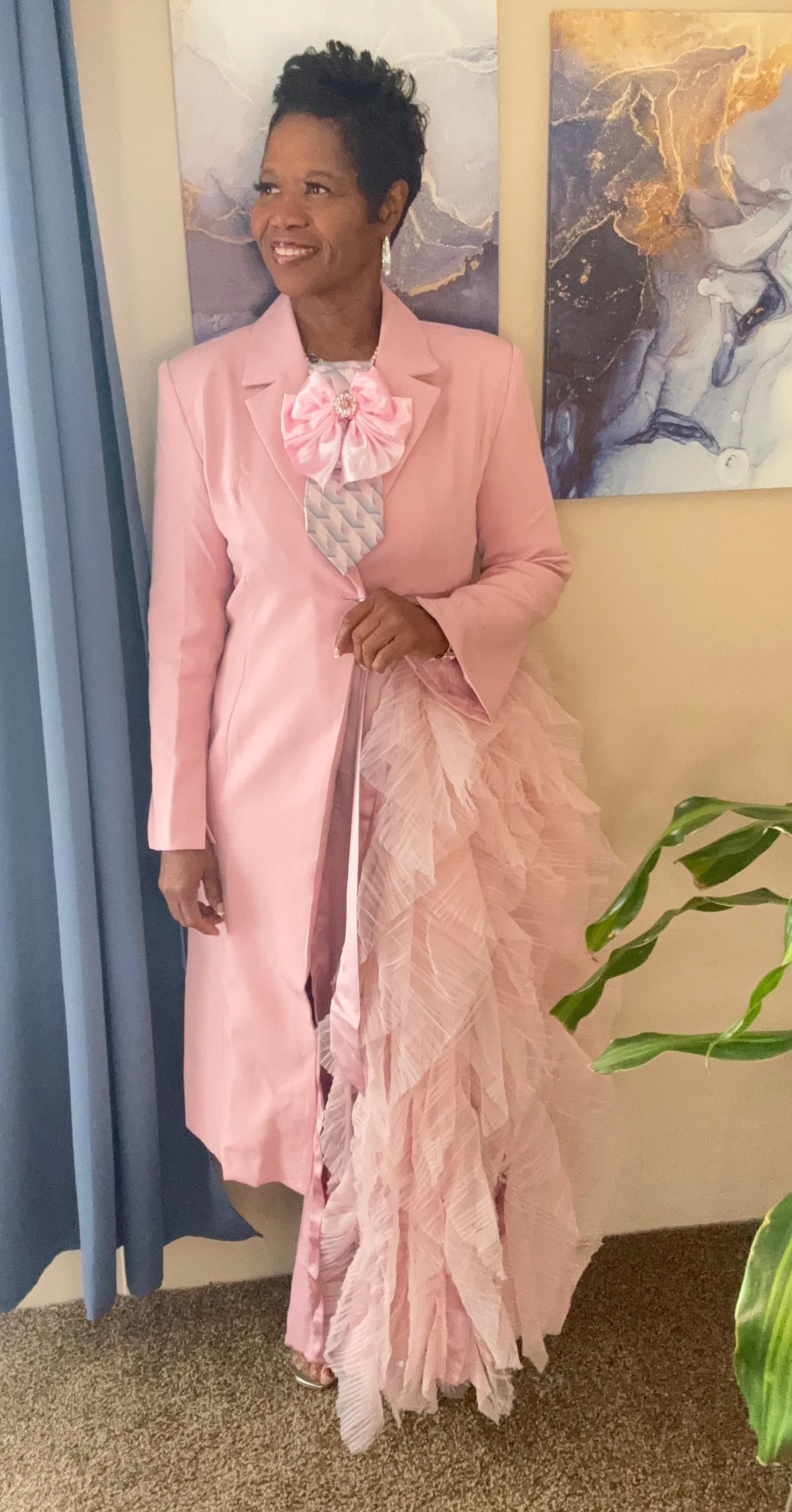 Cherrish the day pink tuxedo blazer