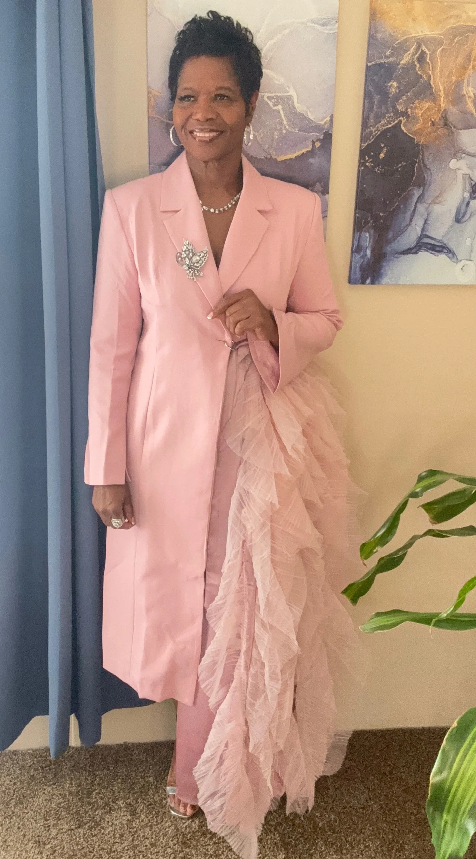 Cherrish the day pink tuxedo blazer