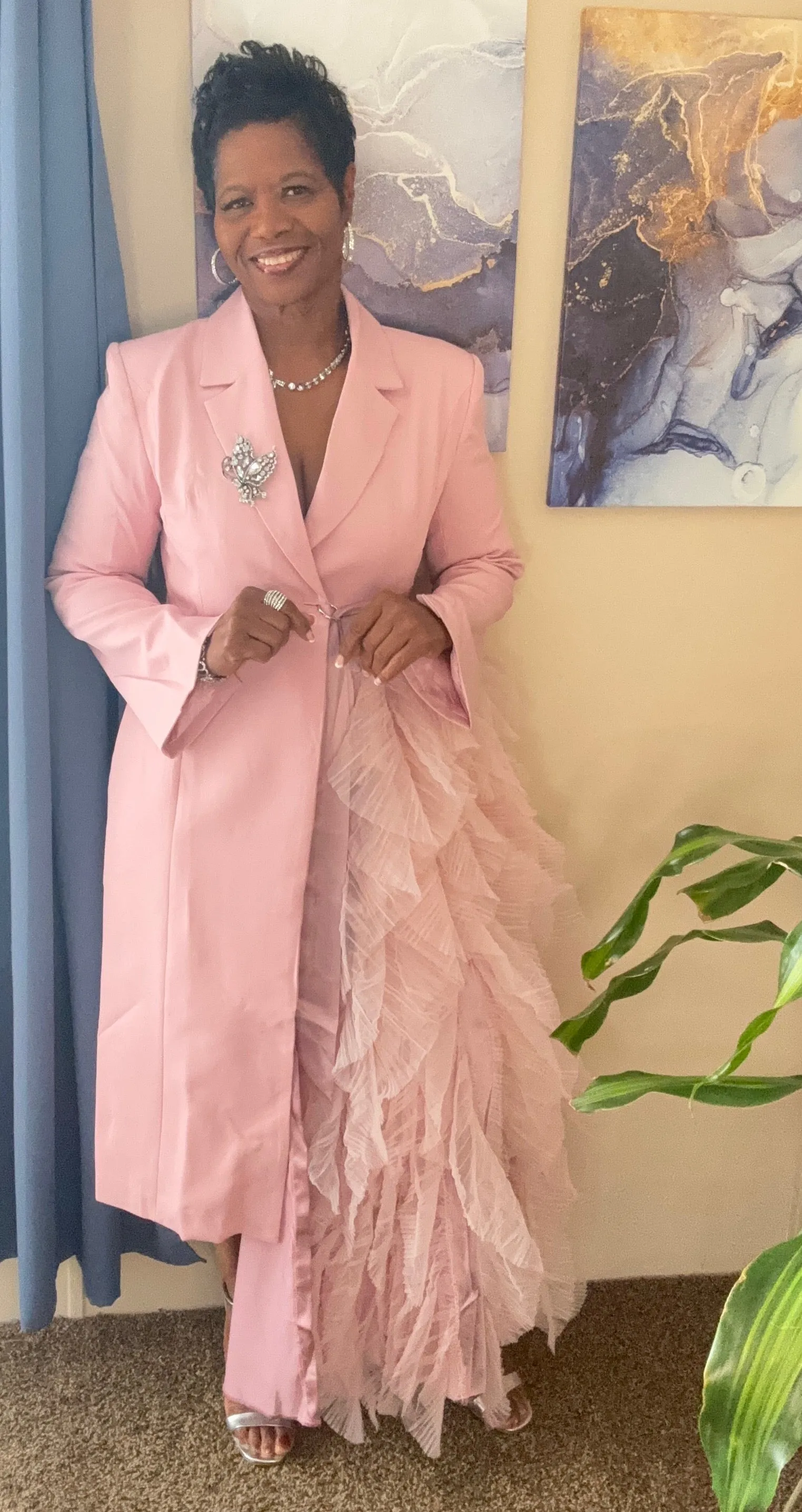 Cherrish the day pink tuxedo blazer