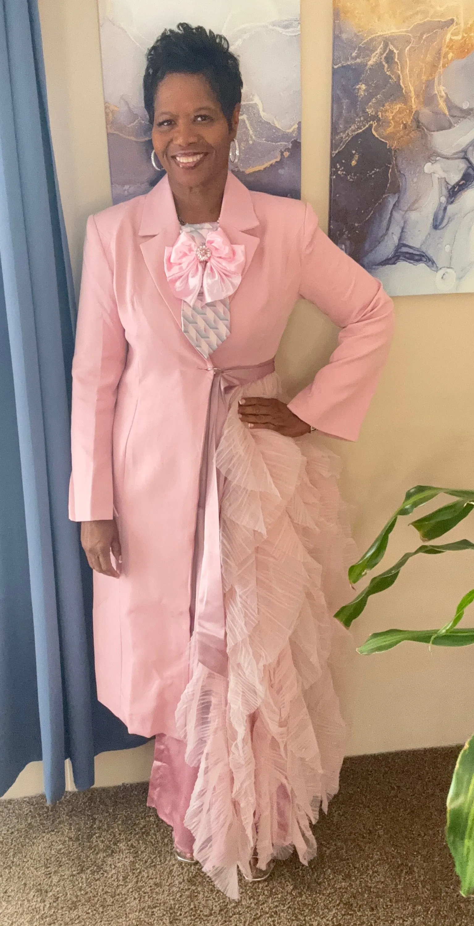 Cherrish the day pink tuxedo blazer