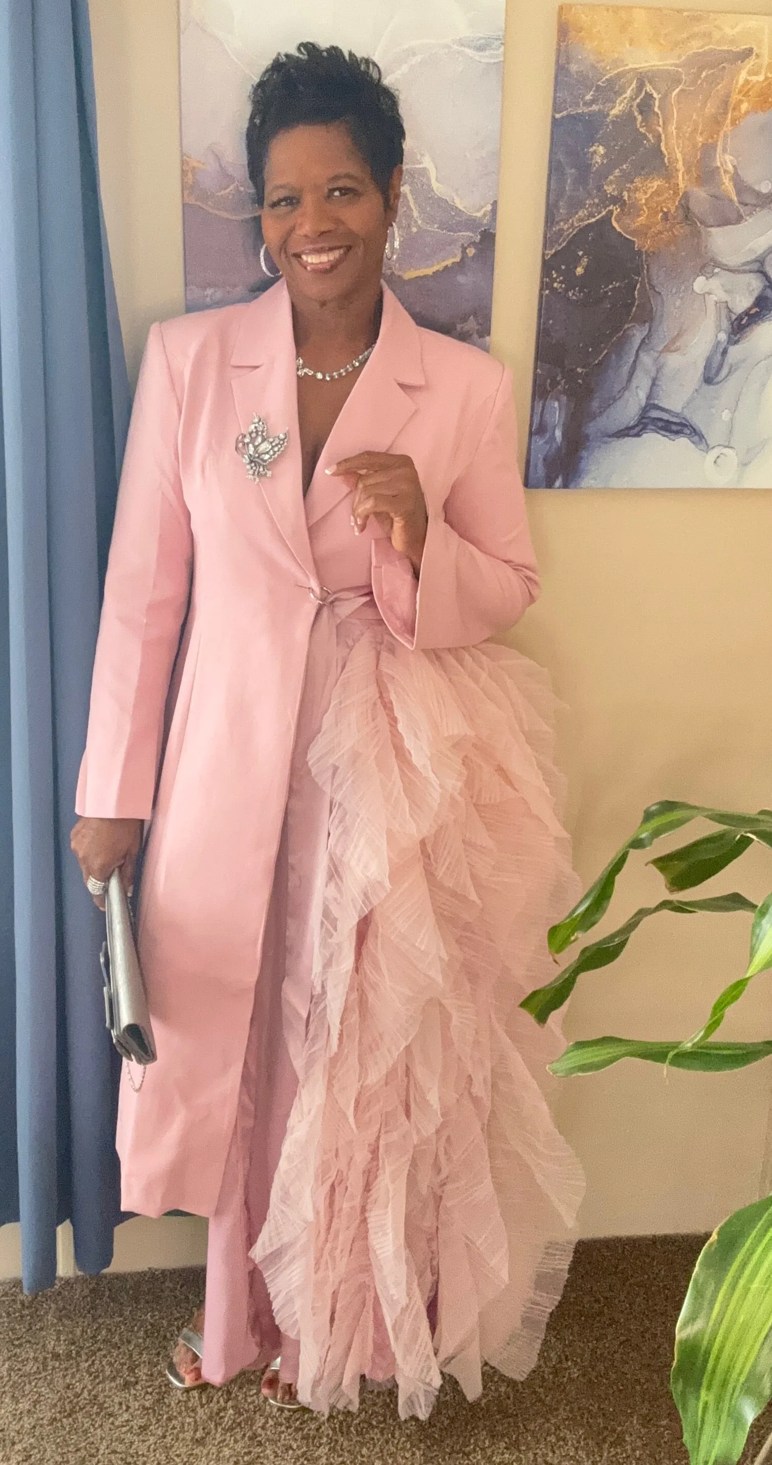 Cherrish the day pink tuxedo blazer
