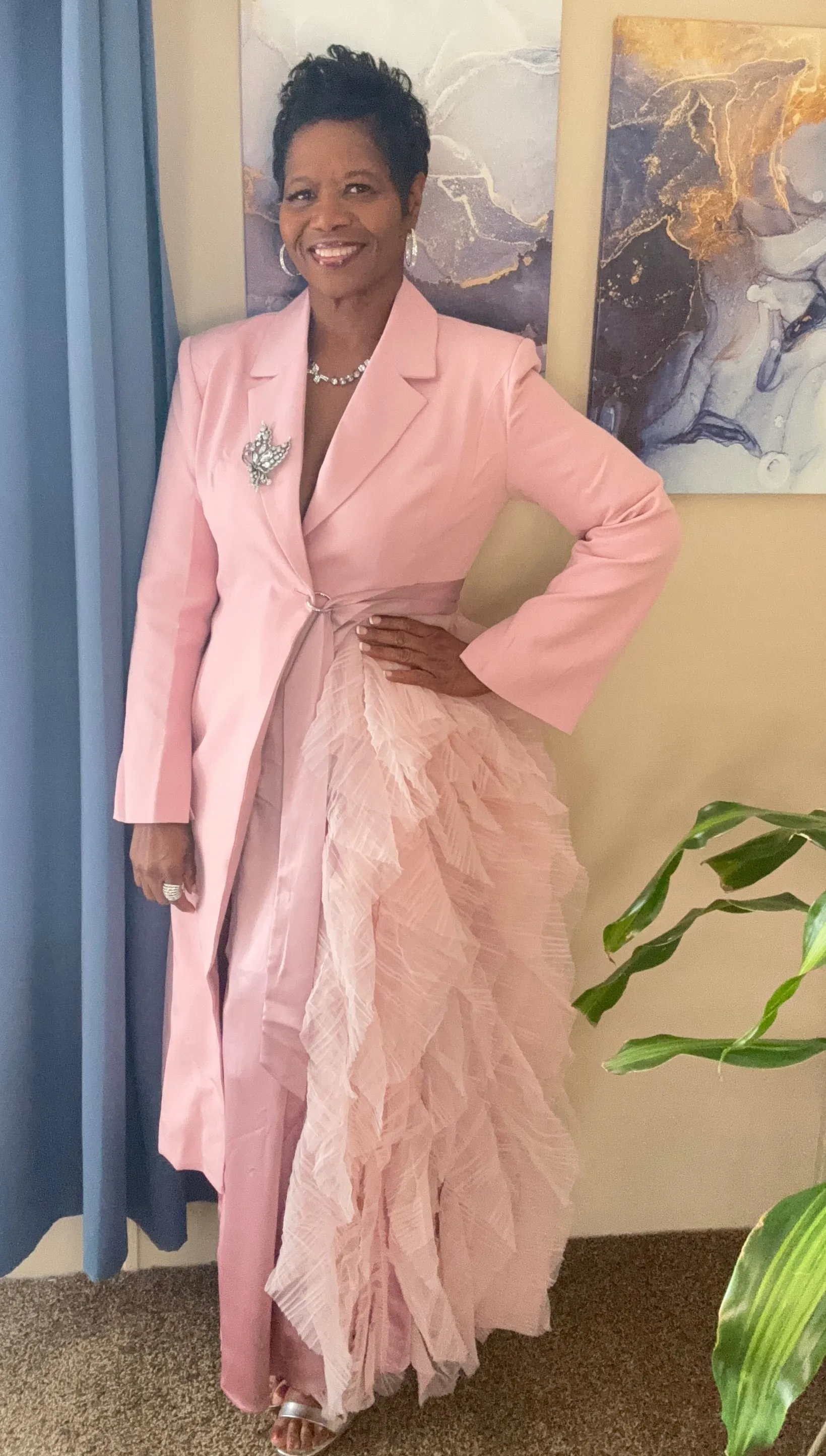 Cherrish the day pink tuxedo blazer