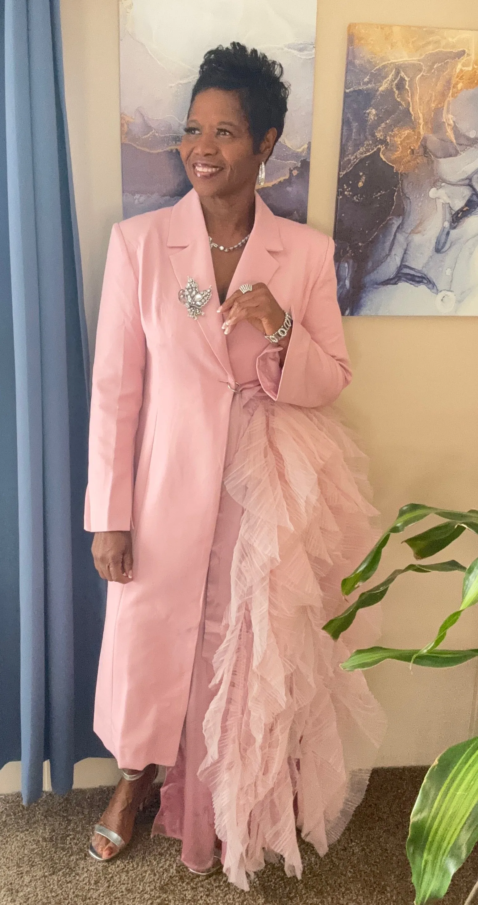 Cherrish the day pink tuxedo blazer