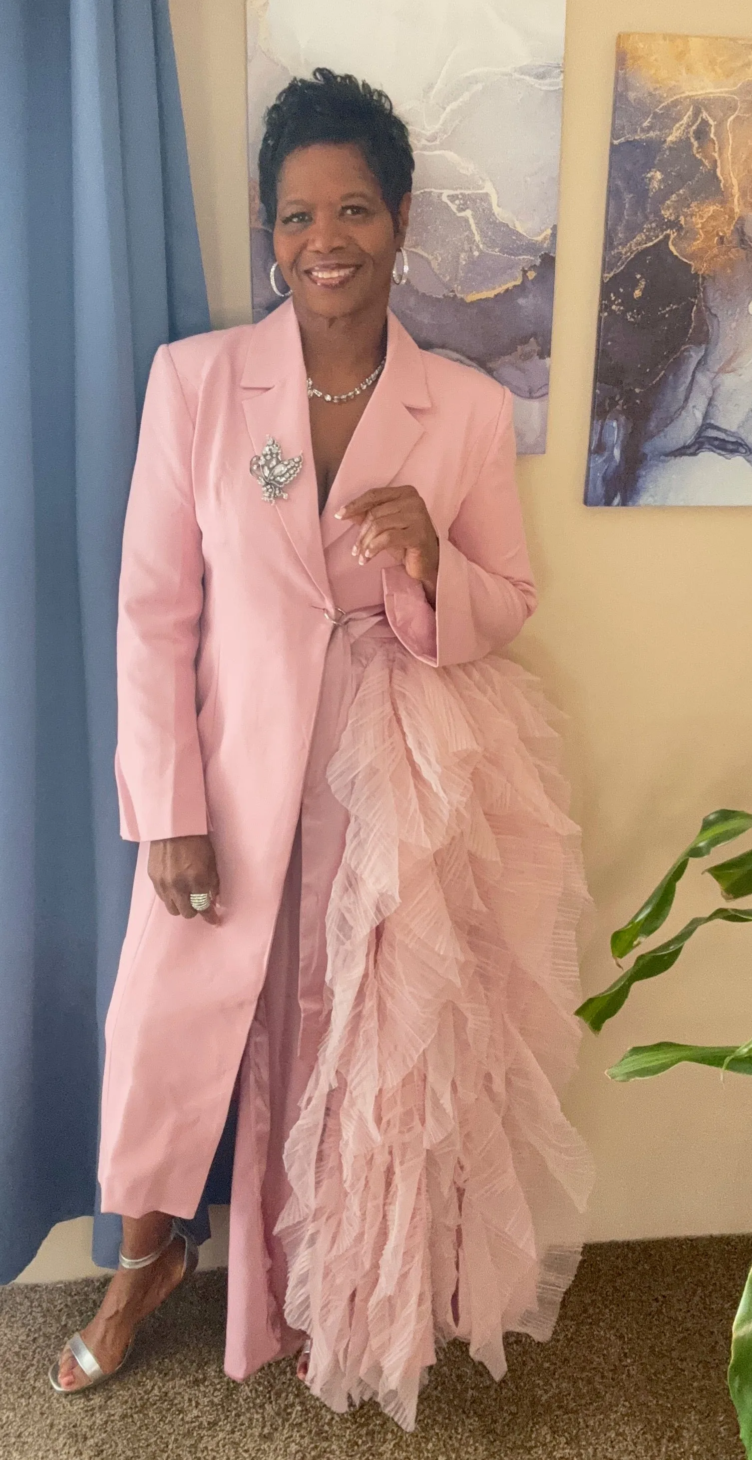 Cherrish the day pink tuxedo blazer