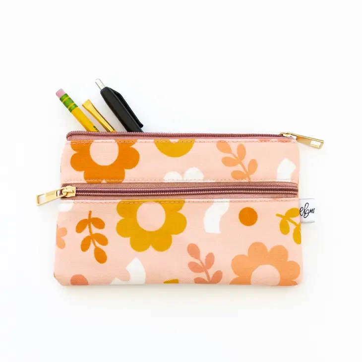 Funky Floral Beige Pouch