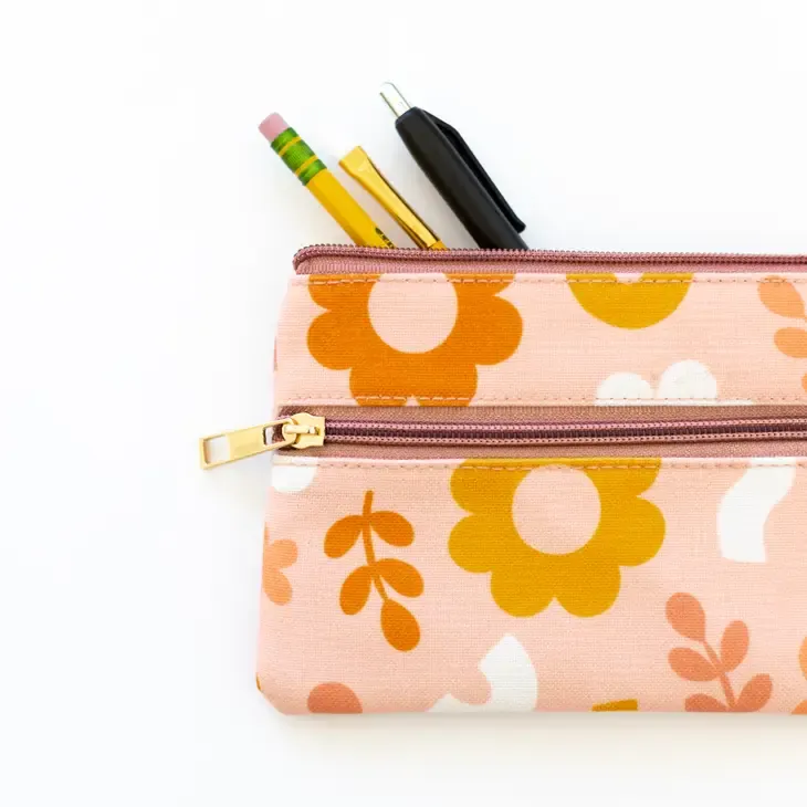 Funky Floral Beige Pouch
