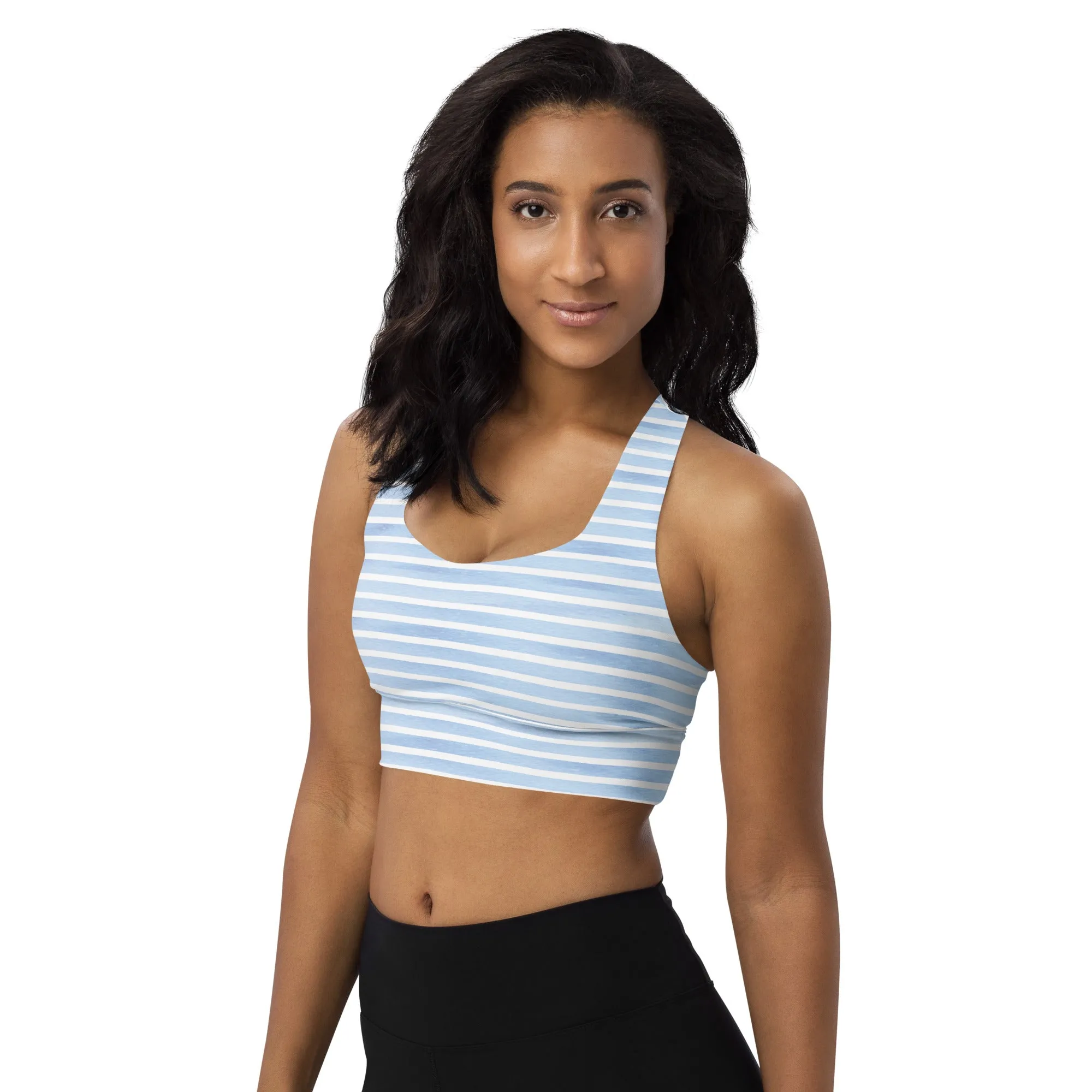 FYD Longline Racerback Sports Bra in pastel stripes