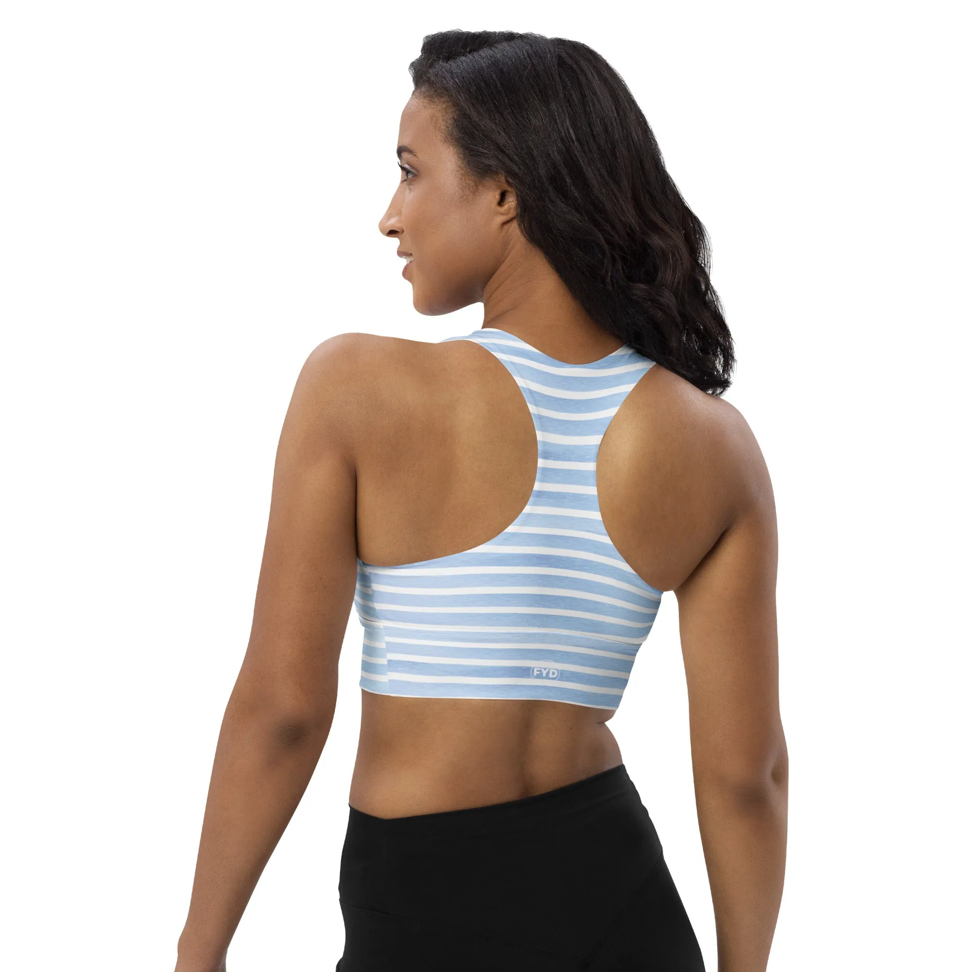 FYD Longline Racerback Sports Bra in pastel stripes