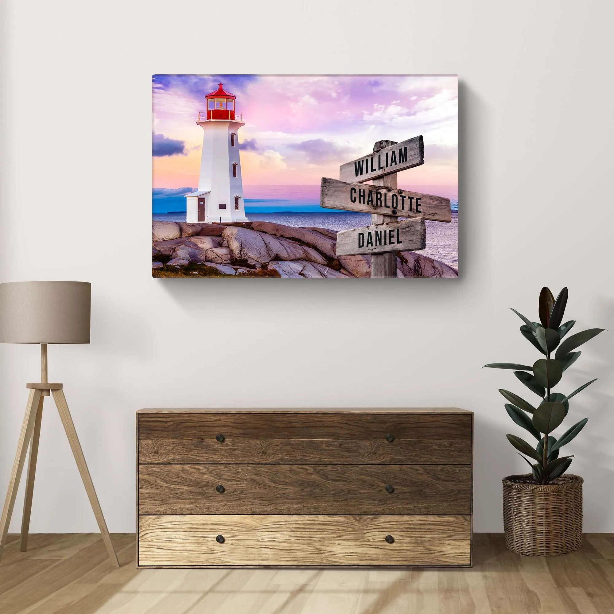 Lighthouse Family Names Sign