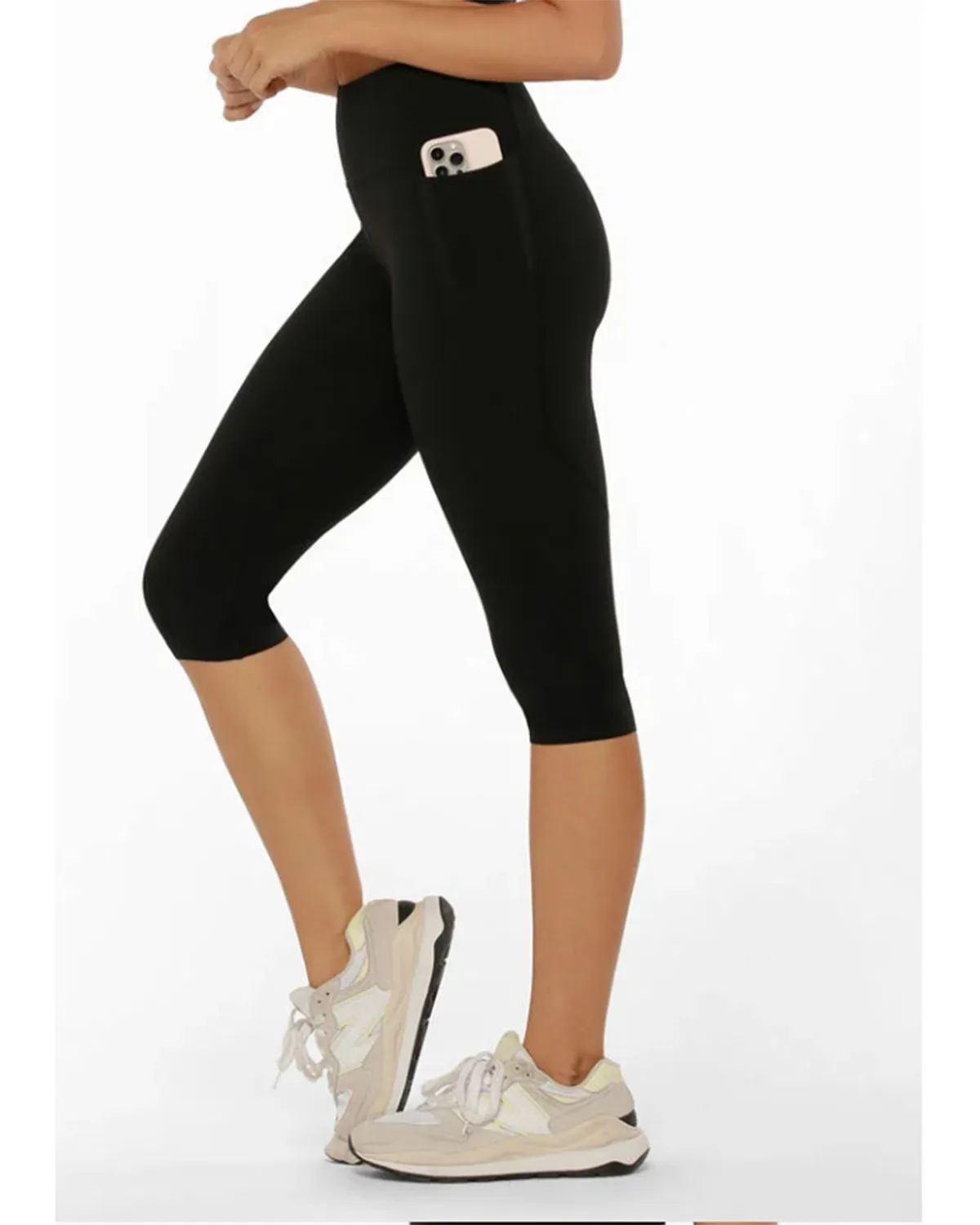 Lorna Jane Amy Phone Pocket 3/4 Tech Leggings - Recycled Black