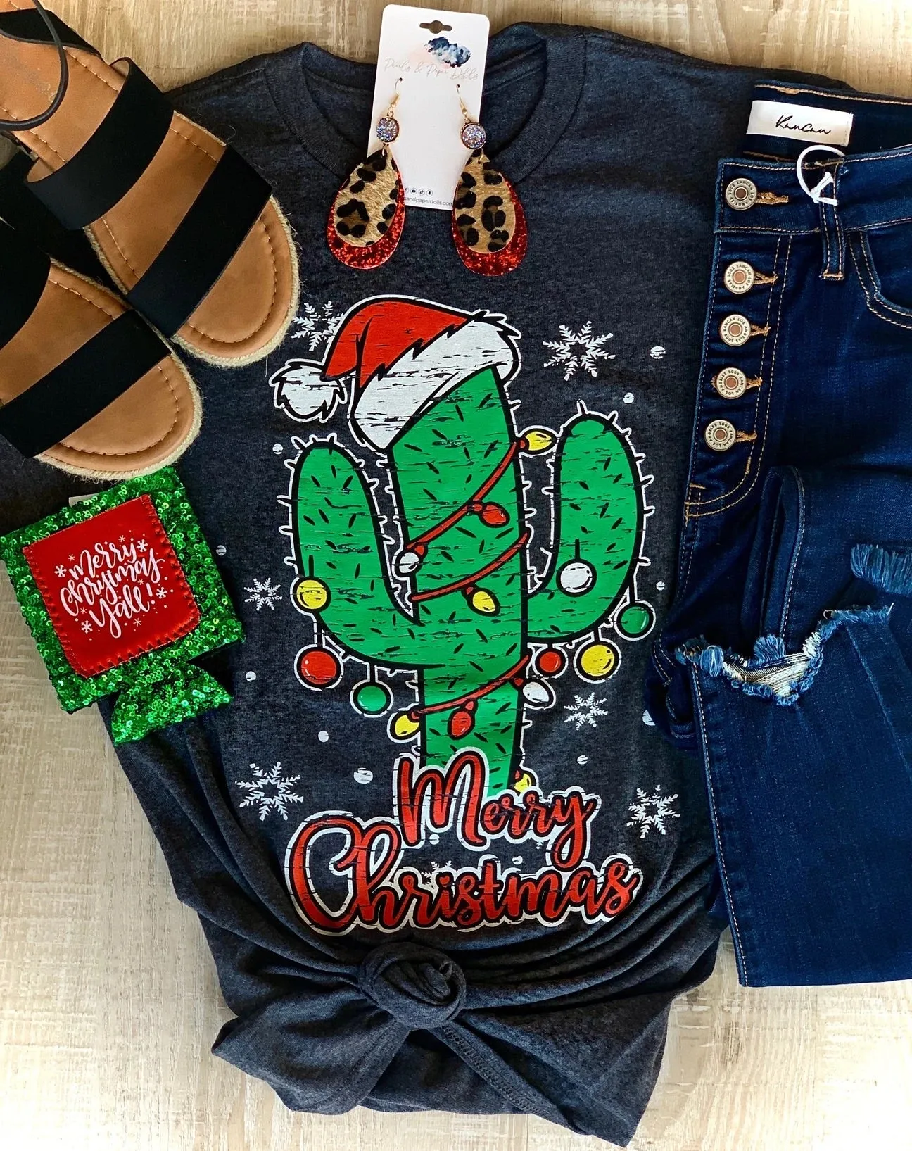 Merry Christmas Cactus Heart Tee
