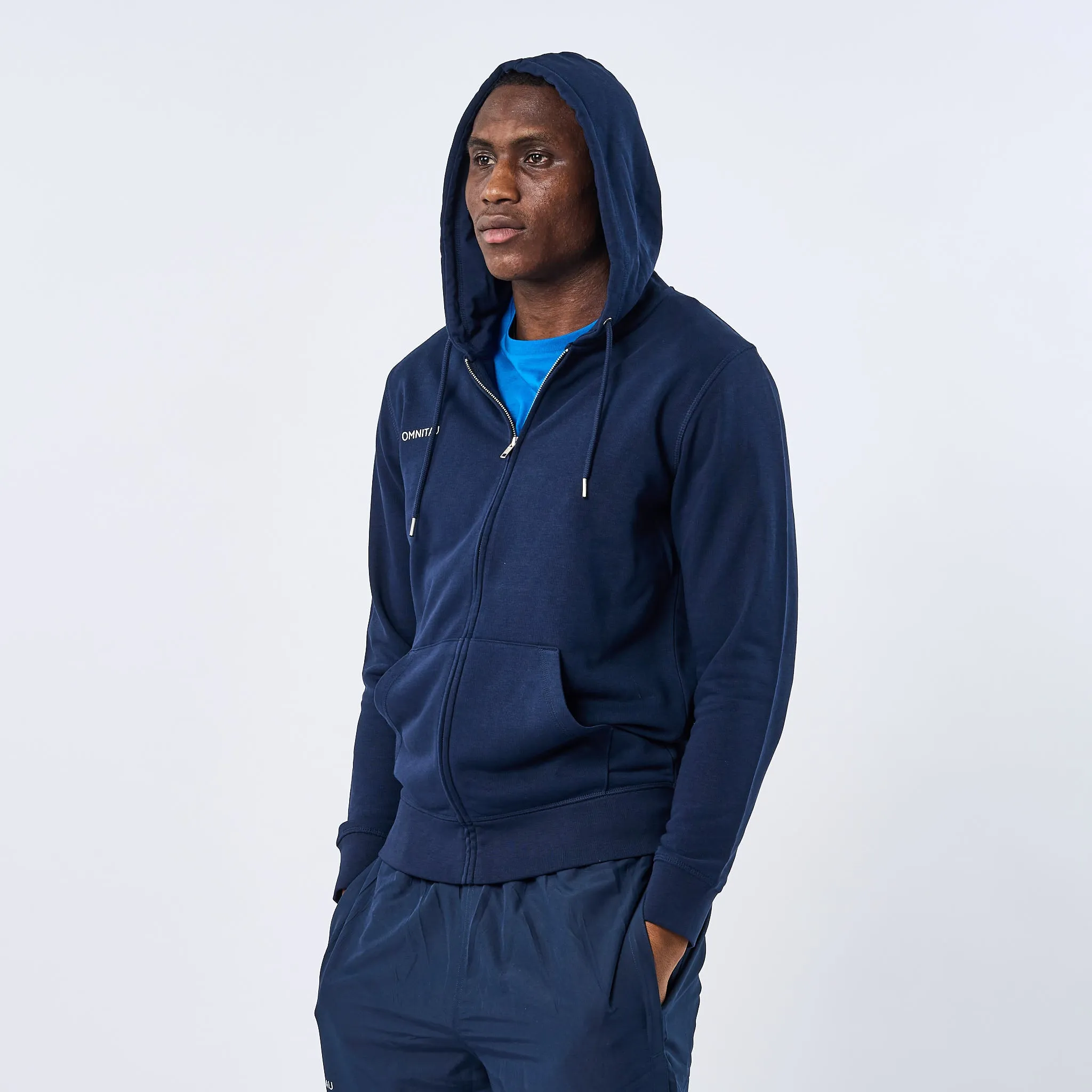 Omnitau Adult's Team Sports Organic Cotton Full Zip Hoodie - Navy