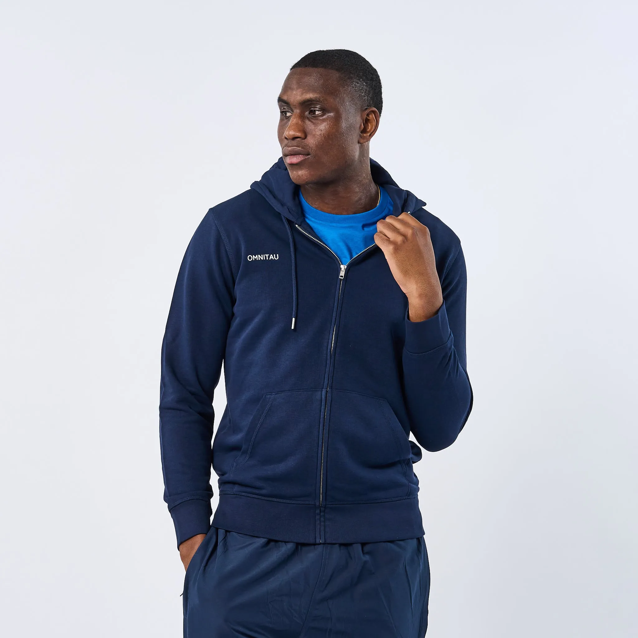 Omnitau Adult's Team Sports Organic Cotton Full Zip Hoodie - Navy