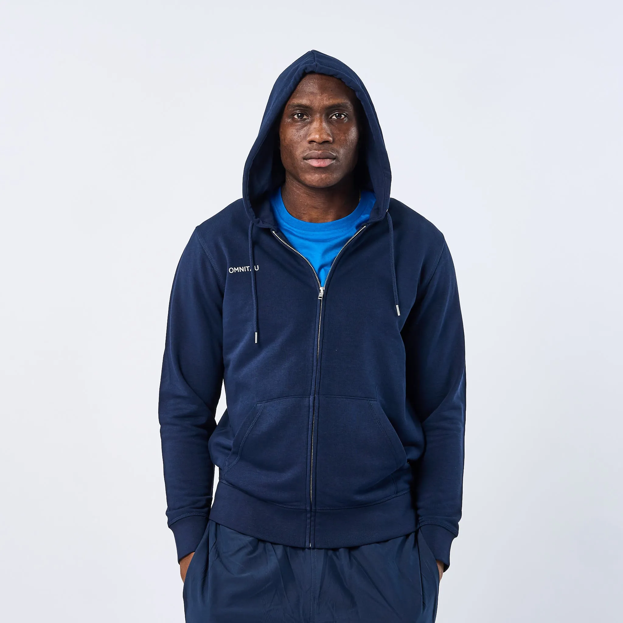 Omnitau Adult's Team Sports Organic Cotton Full Zip Hoodie - Navy