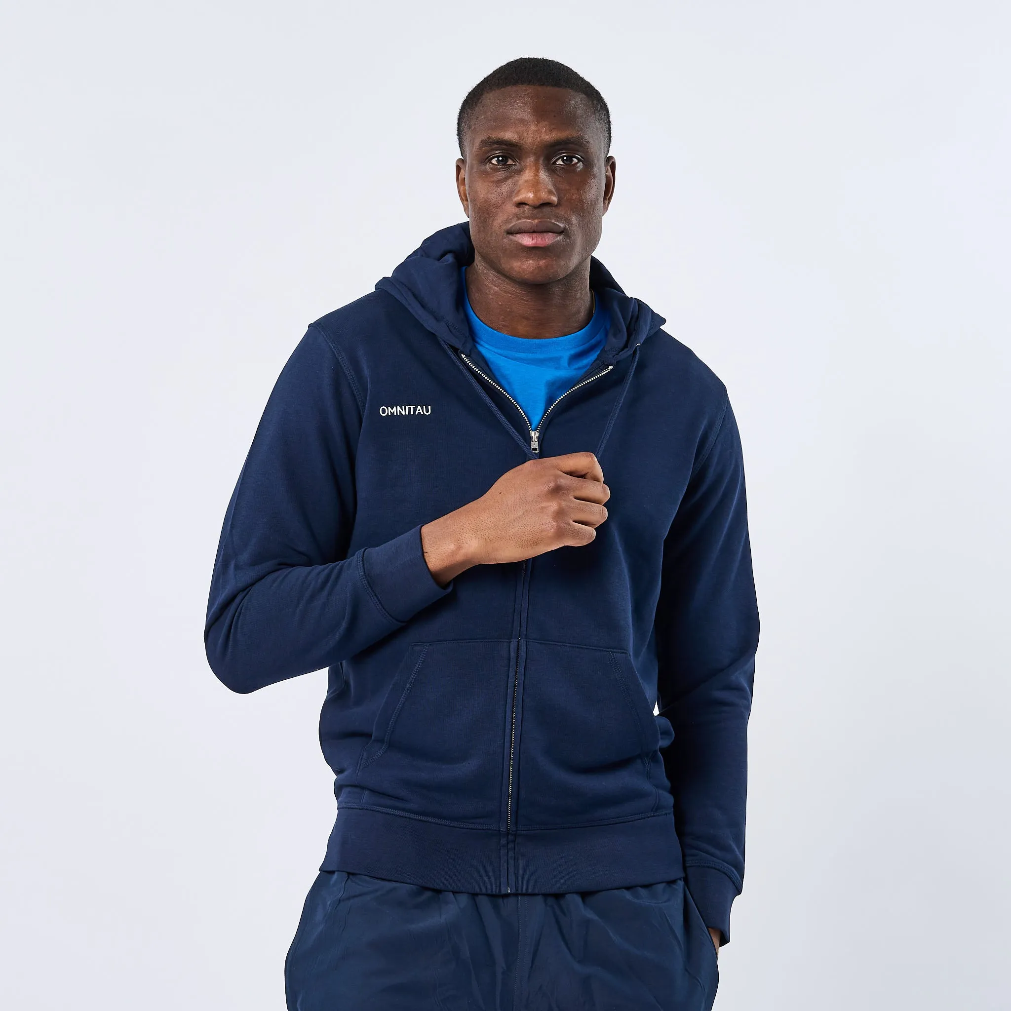 Omnitau Adult's Team Sports Organic Cotton Full Zip Hoodie - Navy