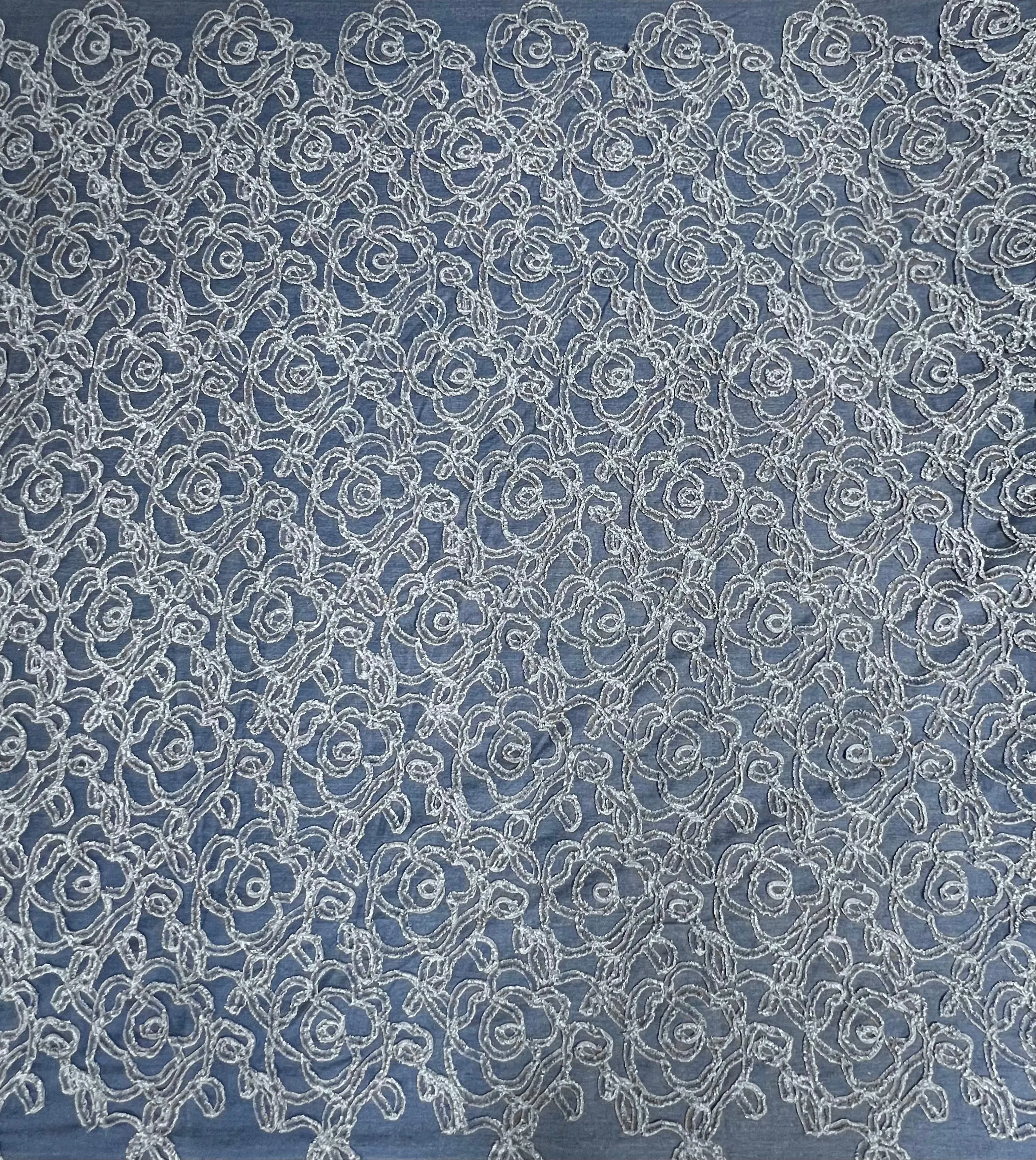 Textured Denim Rose Fabric