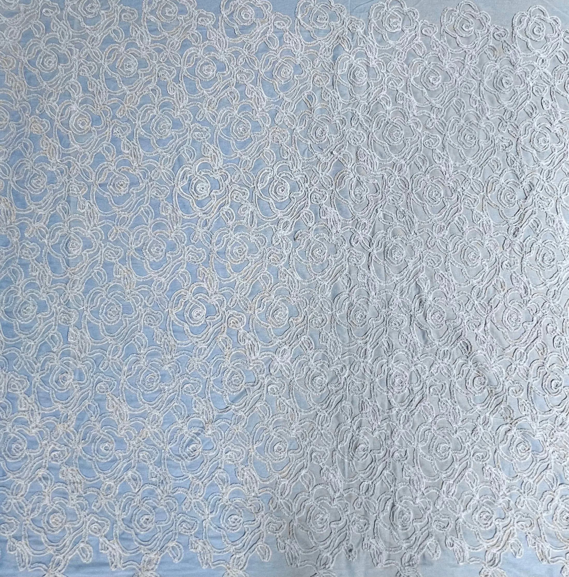 Textured Denim Rose Fabric