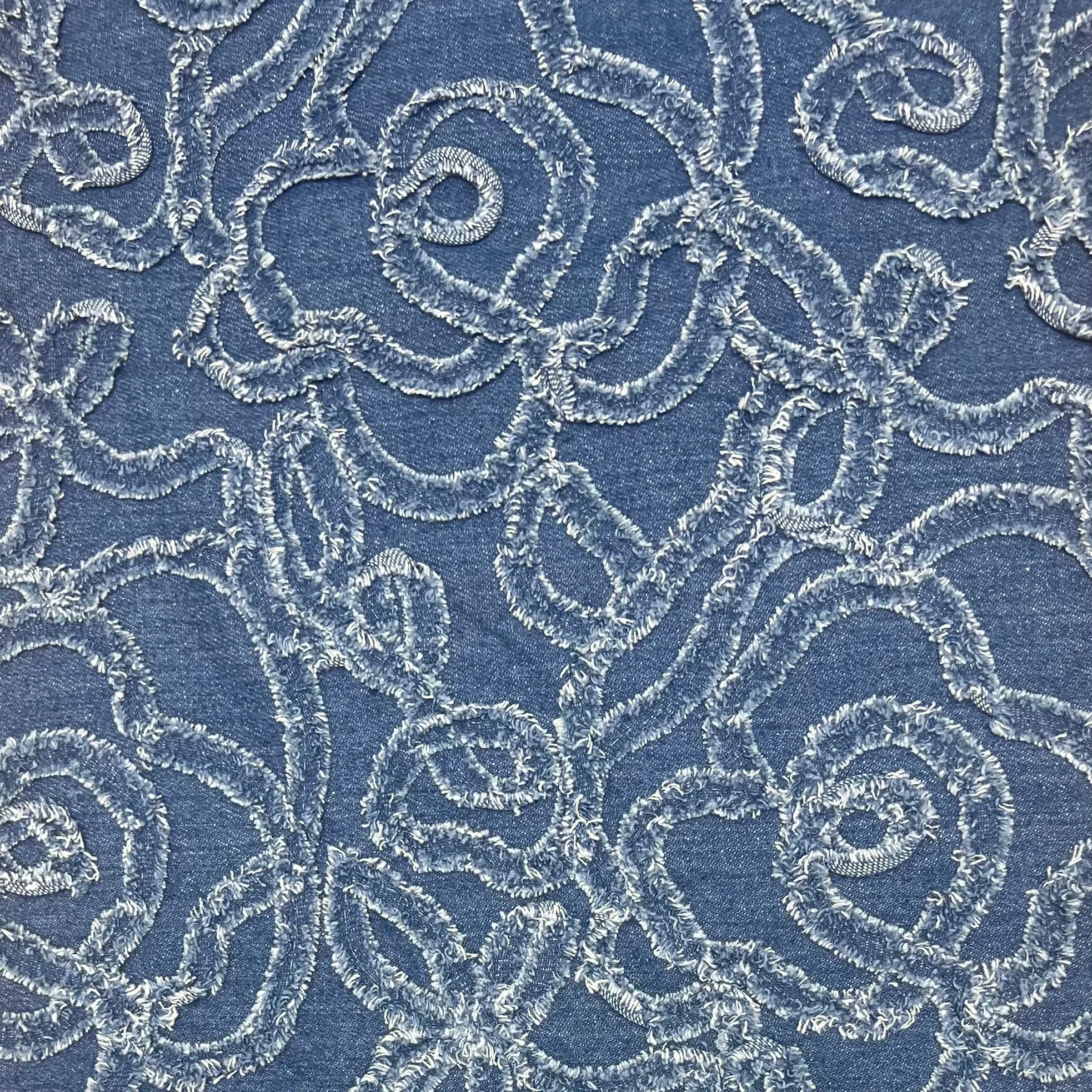Textured Denim Rose Fabric