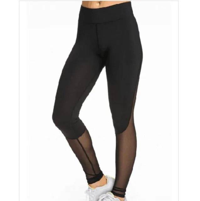 Women Black Sports Leggings High Waist Fitness Tights Sports Wear Mesh Running Legggings Running Tights Female Femme