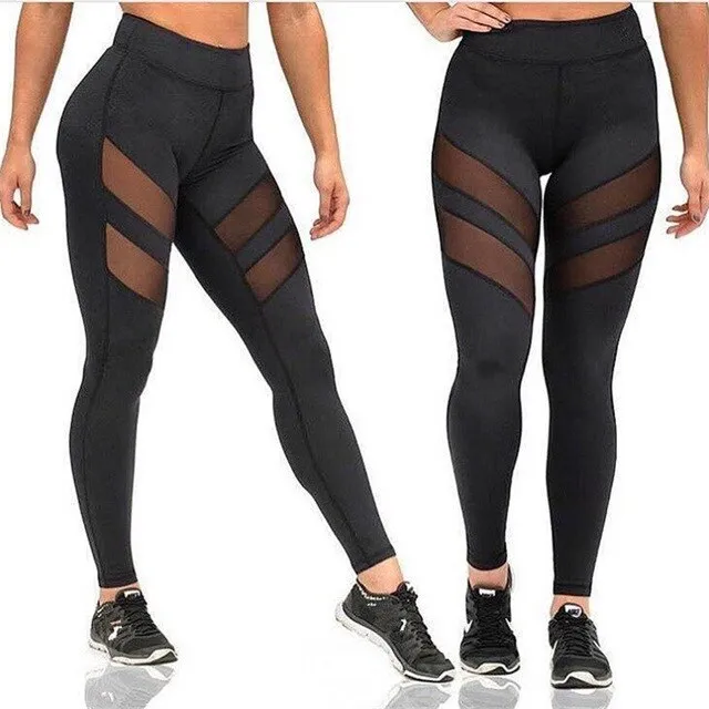 Women Black Sports Leggings High Waist Fitness Tights Sports Wear Mesh Running Legggings Running Tights Female Femme
