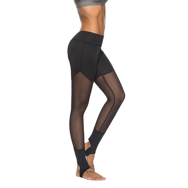 Women Black Sports Leggings High Waist Fitness Tights Sports Wear Mesh Running Legggings Running Tights Female Femme